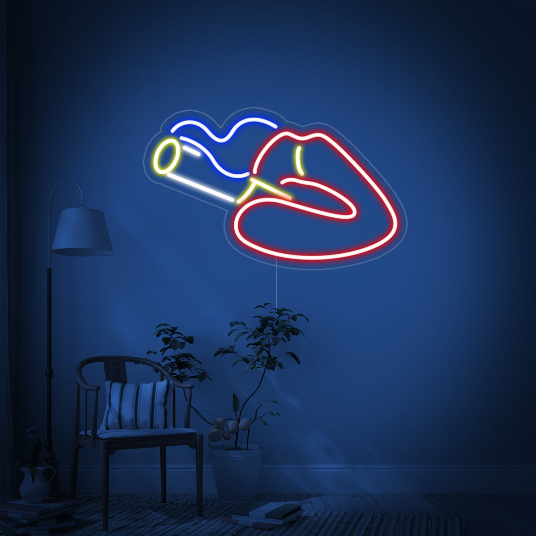 "Lips Smoking" Neon Sign