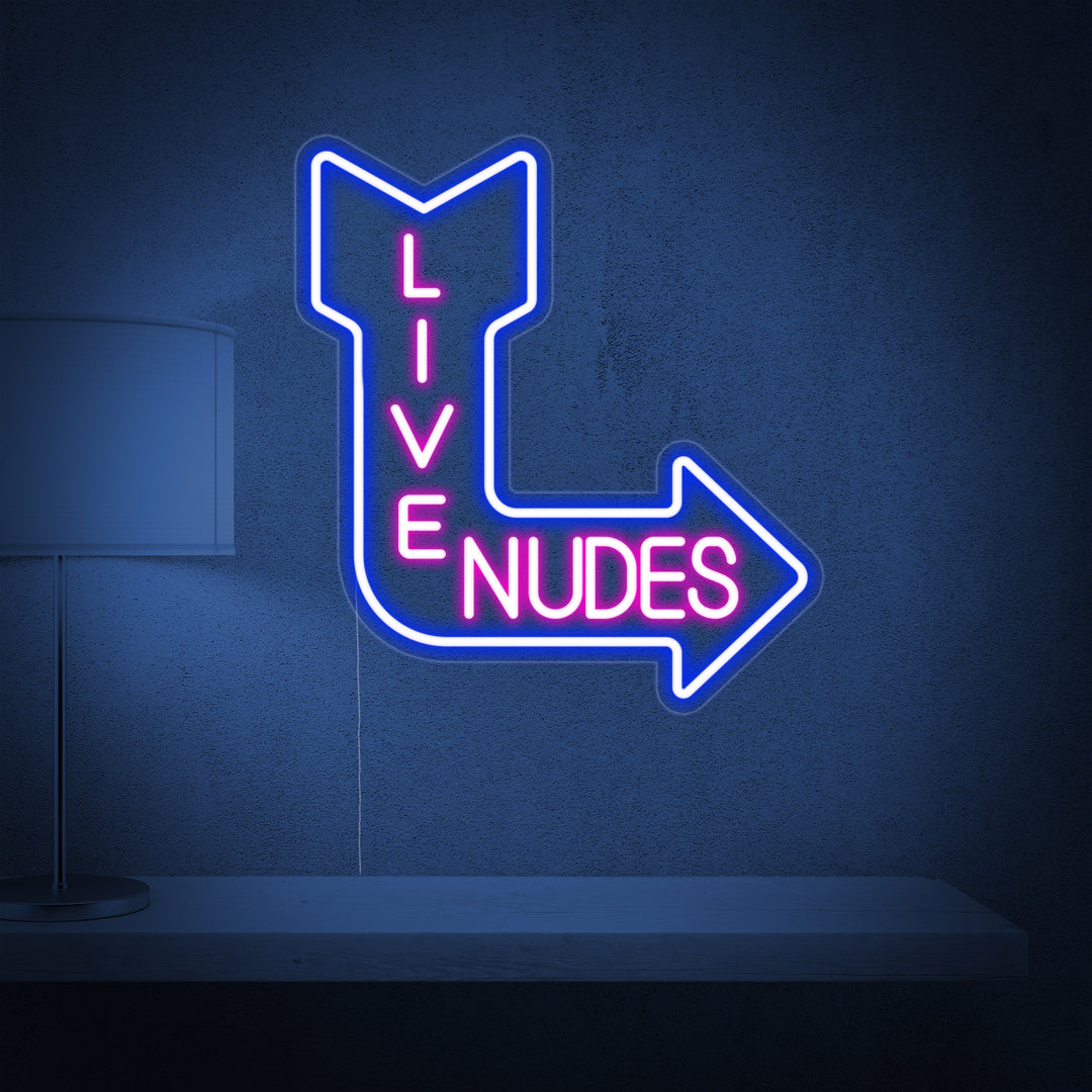 "Live Nudes" Neon Sign, Bar Neon Sign, Night Club Neon Sign