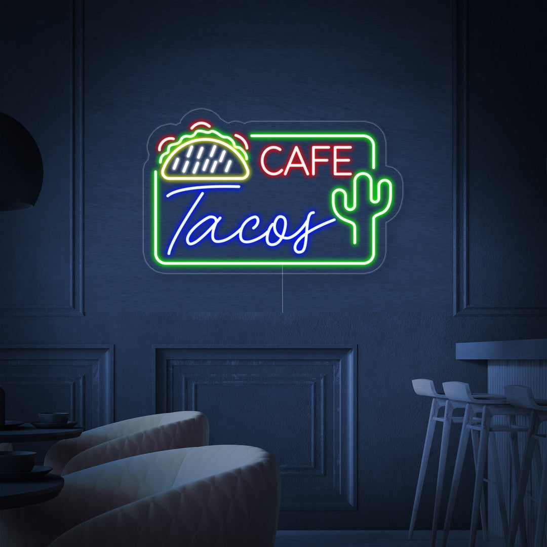 "MEXICAN CAFE TACOS" Neon Sign, Mexican Bar Neon Sign