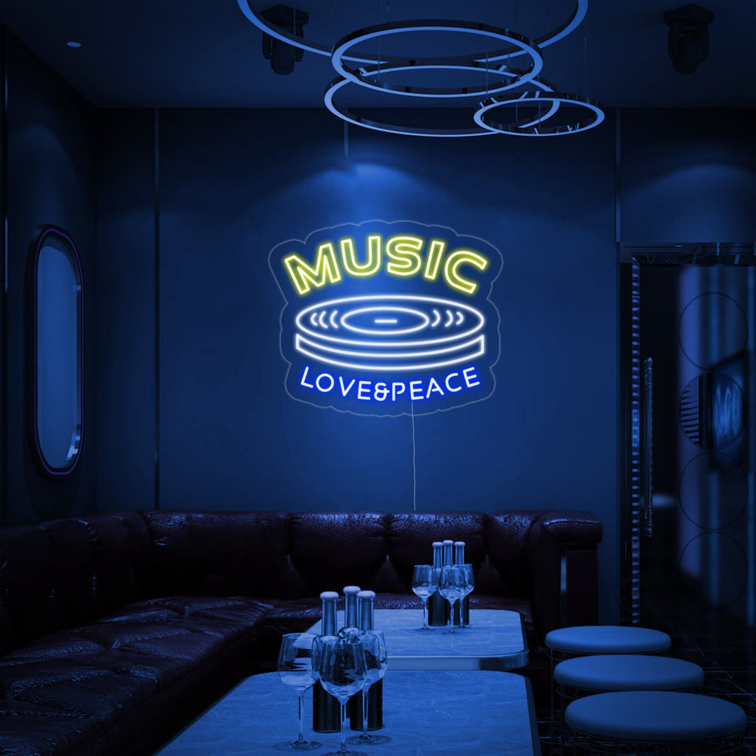 "MUSIC LOVE PEACE" Neon Sign