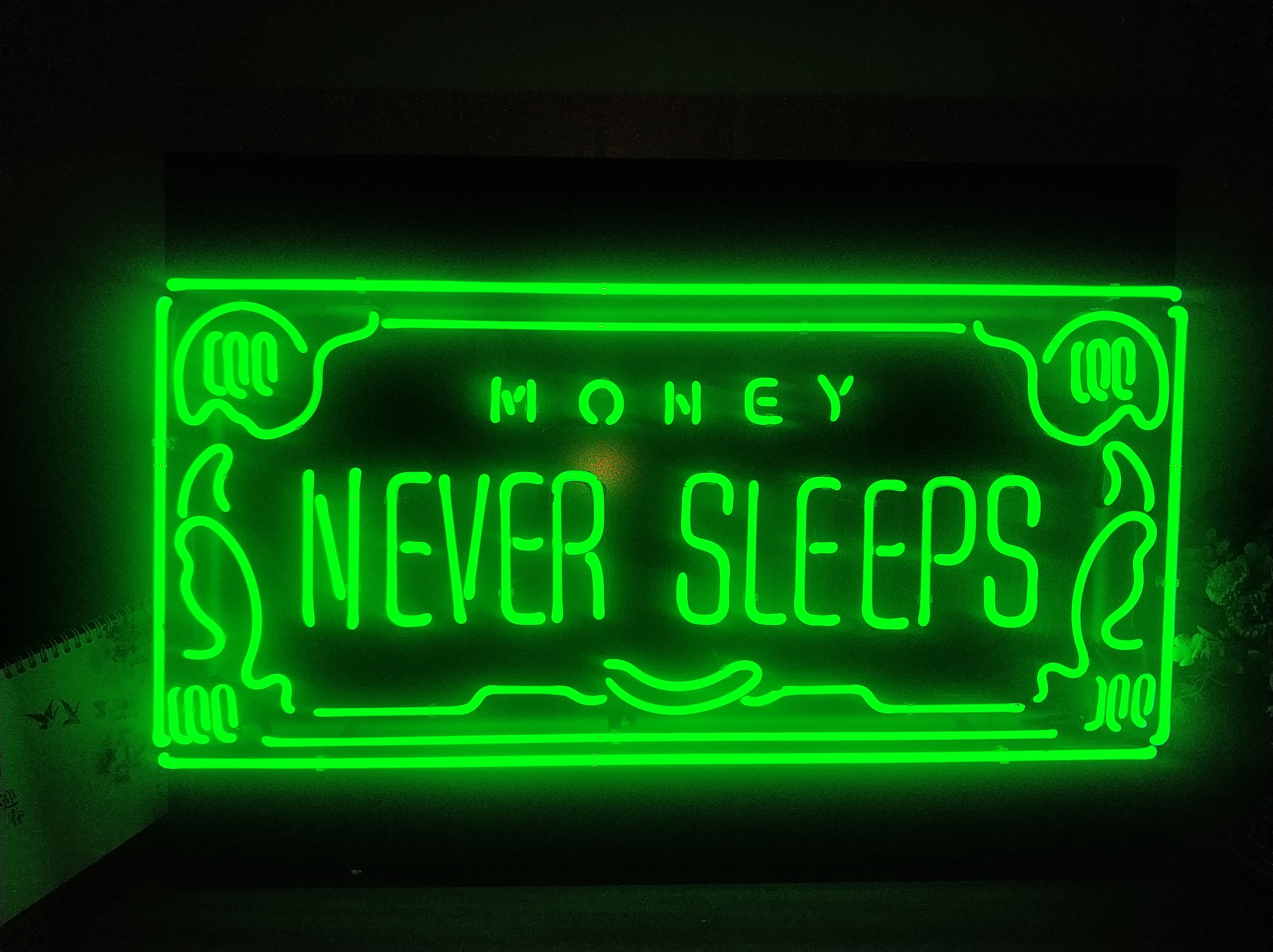 Bright Green Money Sign LED Adjustable Brightness Light sold Sign