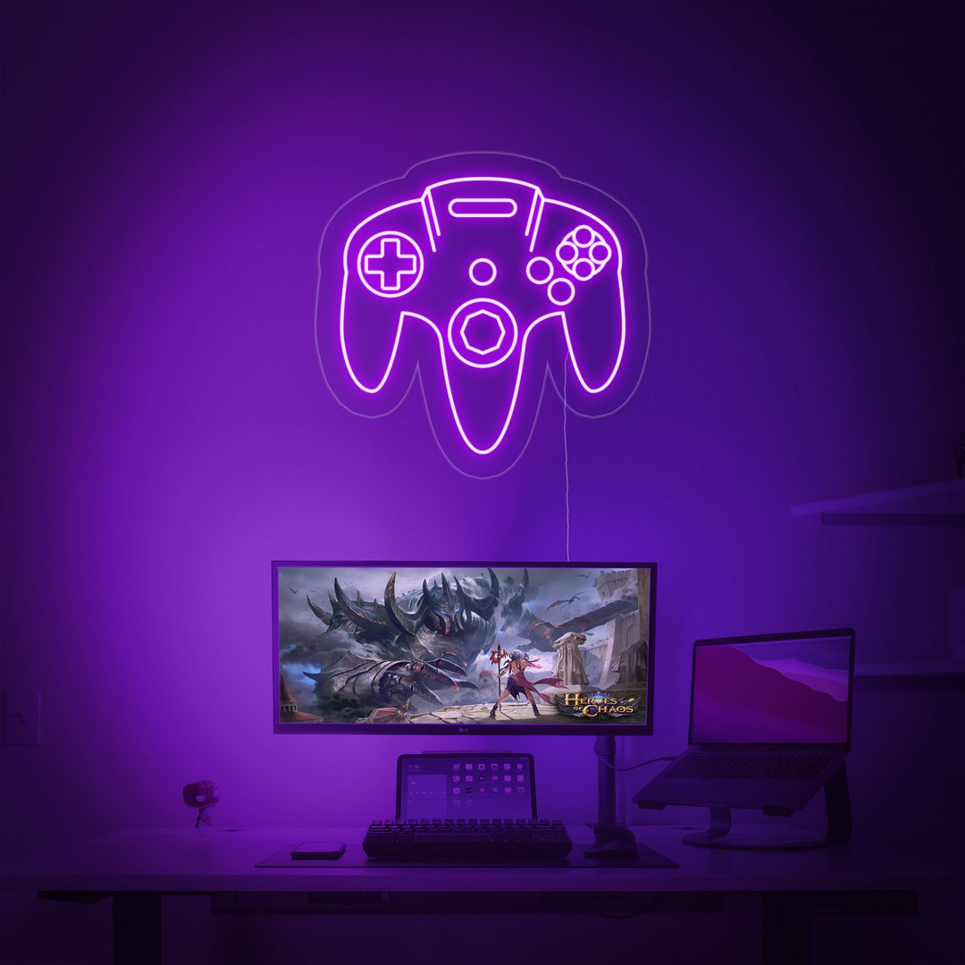 "N64 Game Controller, Game Room Decor" Neon Sign