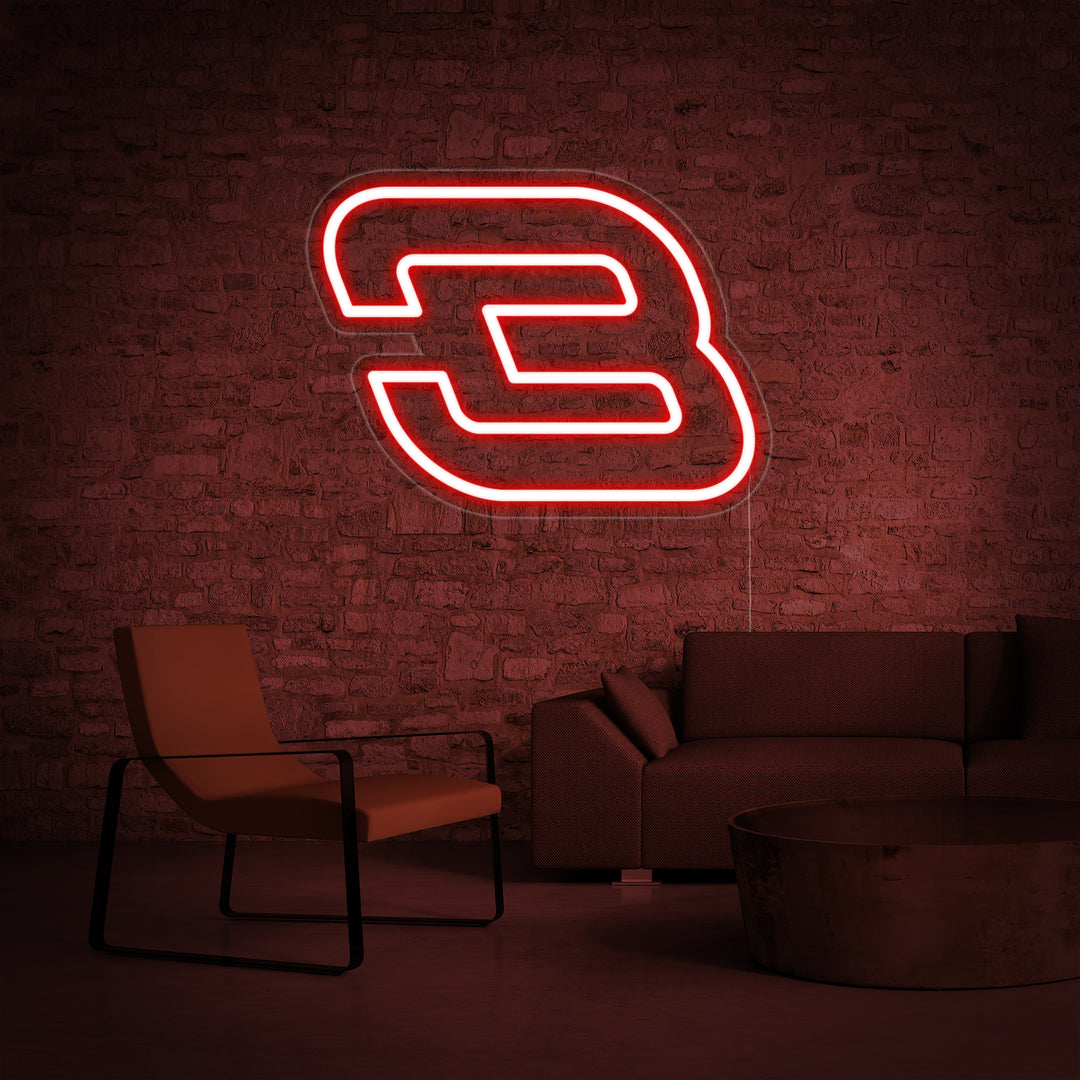 "Nascar No.3" Neon Sign, Garage Neon Sign