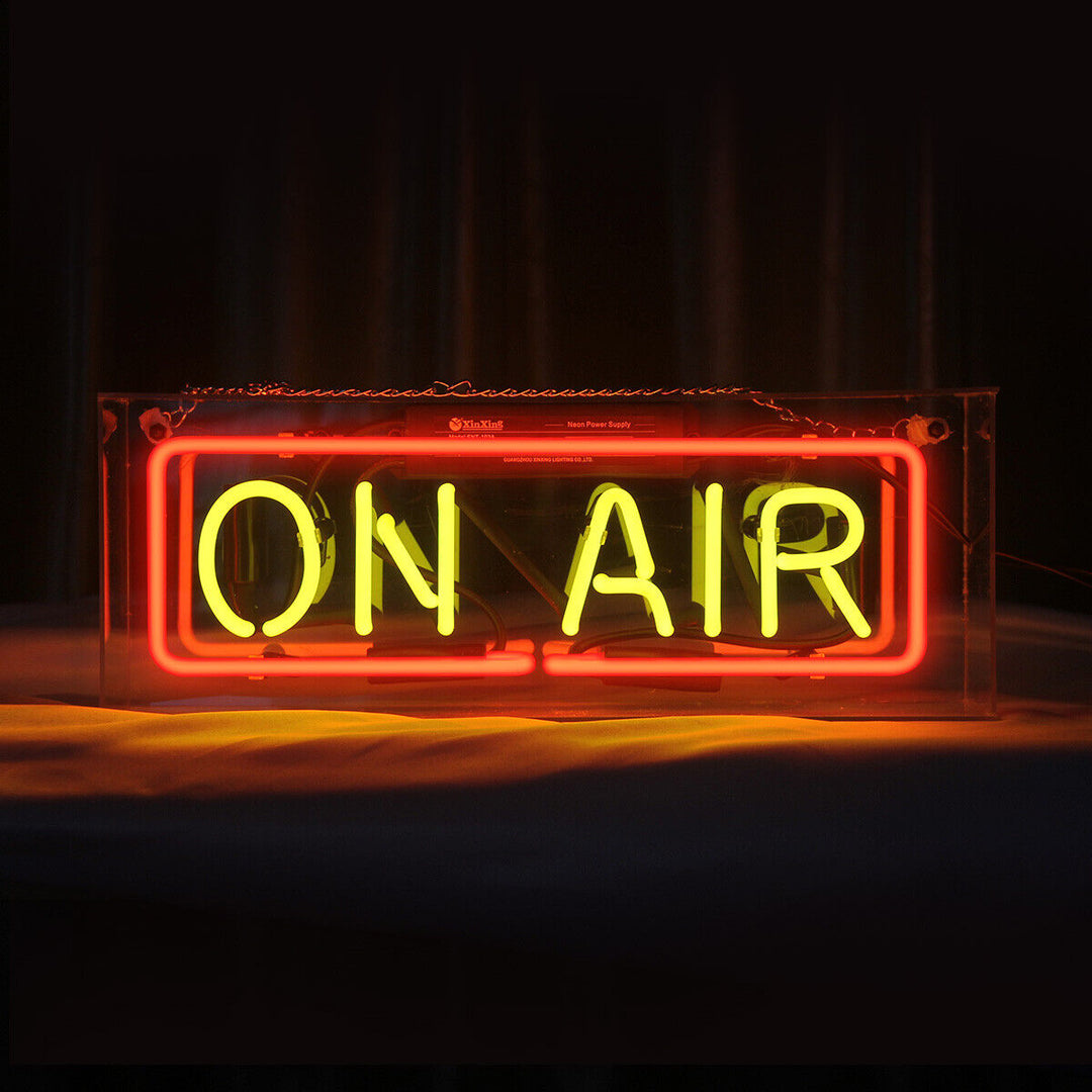 "On Air" Acrylic Box Neon Sign, Glass Neon Sign, Table Neon Sign