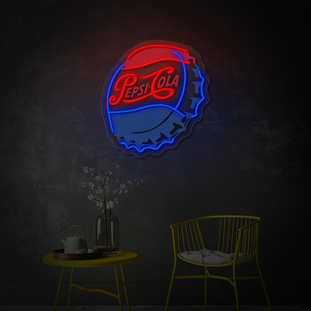 "Pep Cola Bottle Caps" UV Print LED Neon Sign