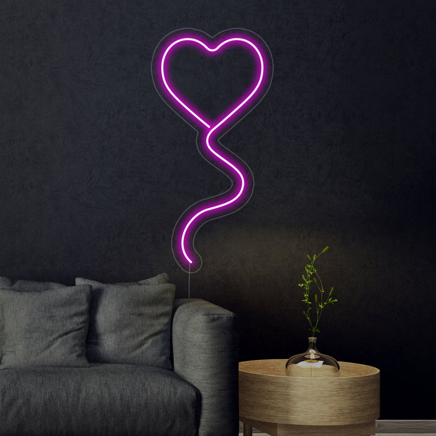 "Pink Heart Balloon" Neon Sign