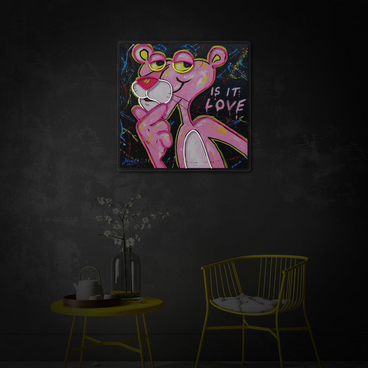 "Pink Think Panther, Is It Love" UV Print LED Neon Sign