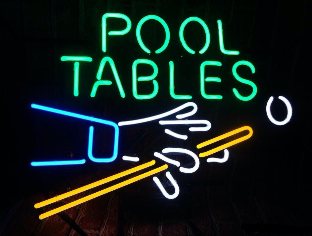 "Pool Tables Billiards" Neon Sign, Pool Room Neon Sign, Billiards Neon Sign