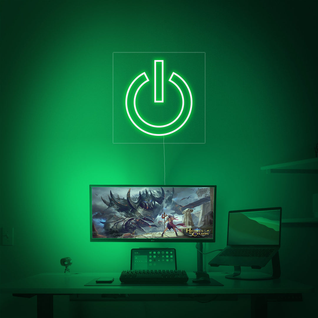 "Power Button, Game Room Decor" Neon Sign