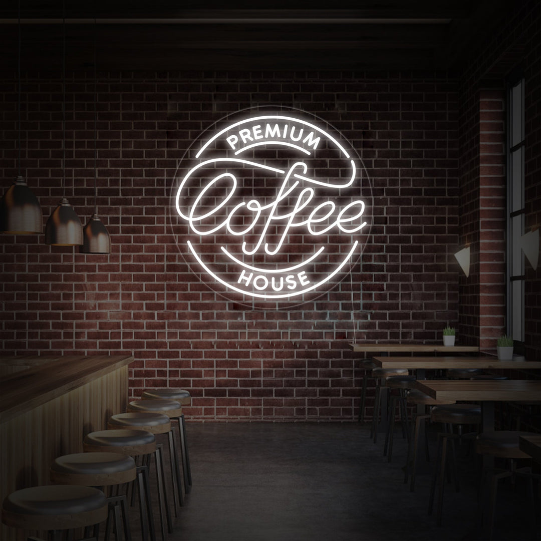 "Premium Coffee House" Neon Sign, Coffee House Neon Sign, Coffee House Wall Decor