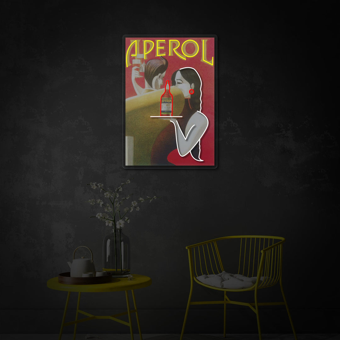 "Retro Aperol Poster" UV Print LED Neon Sign, Aperol Wall Art, Aperol Neon Sign
