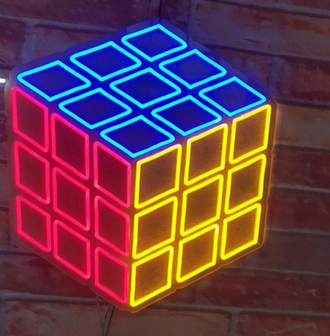Rubiks Cube Neon Sign, LED Rubiks Cube Light