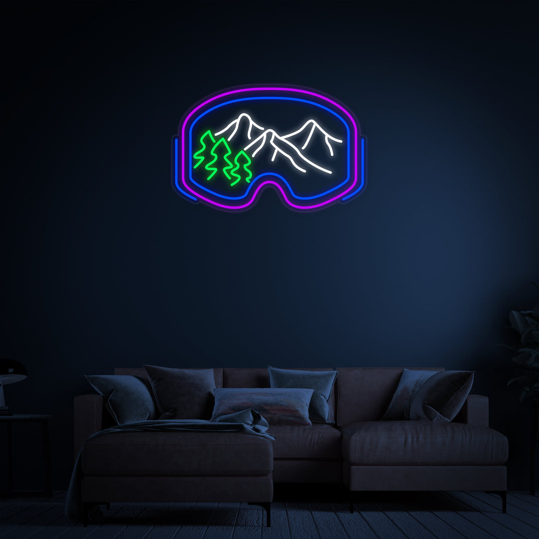 Ski Goggles Neon Sign, Skiing Neon Sign, Snow Ski Wall Sign, Ski Neon Art