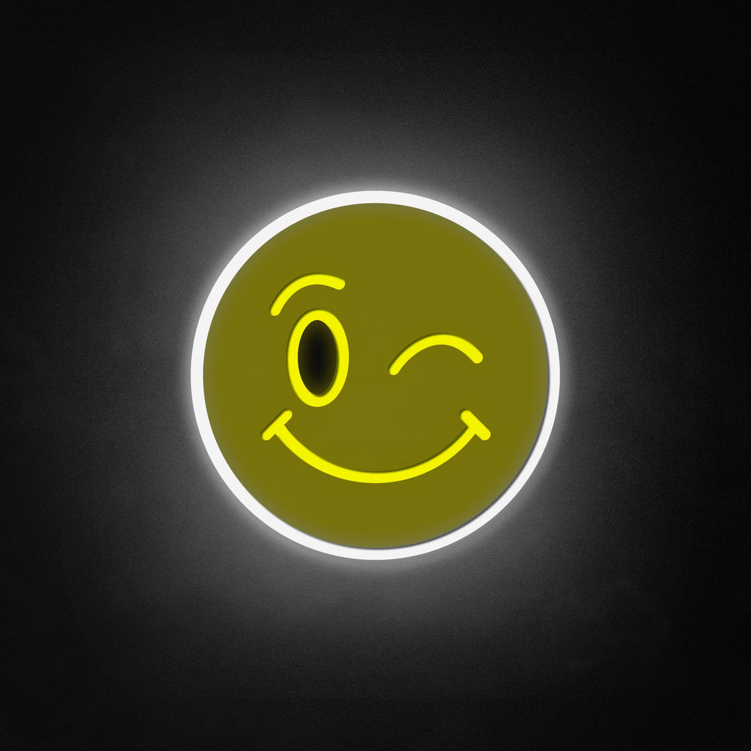 "Smile With Winking Eyes" Neon Like Sign