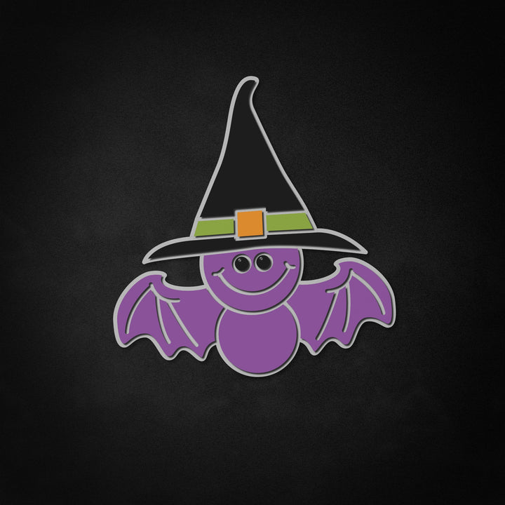 "Bat With Witch Hat" Neon Like Sign