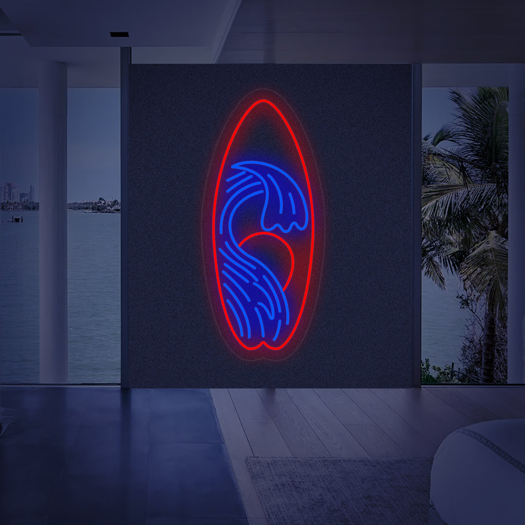 "Surfboard Surf" Neon Sign, Surfboard Neon Sign, Surf Neon Sign