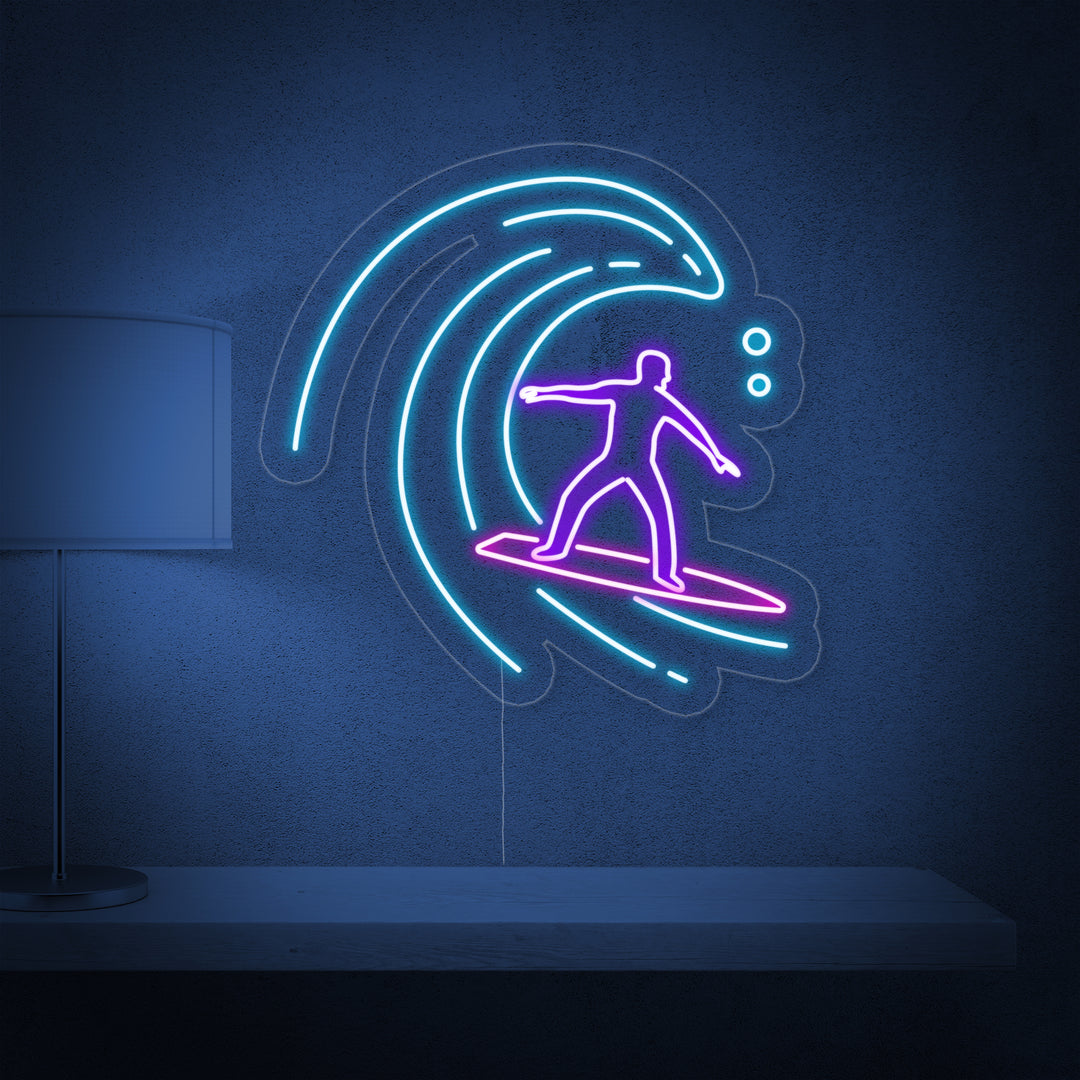 "Surfer In Ocean Wave" Neon Sign, Surf Neon Sign, Surfing Neon Sign