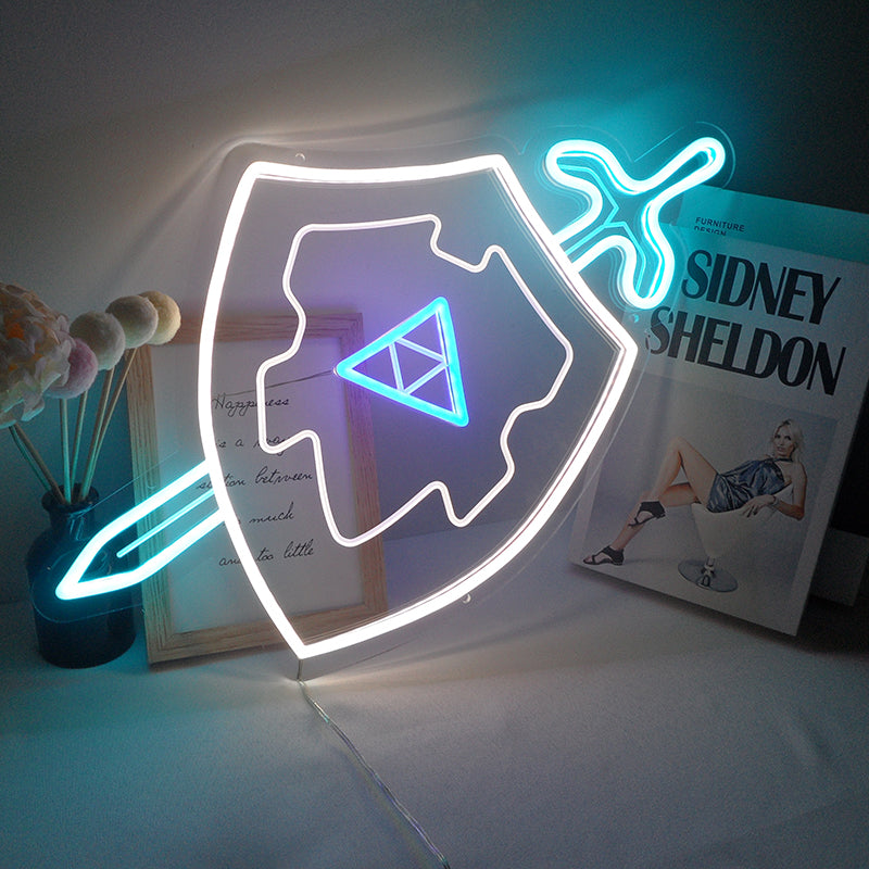 "Sword & Shield, Game Wall Art" Mini Neon Sign