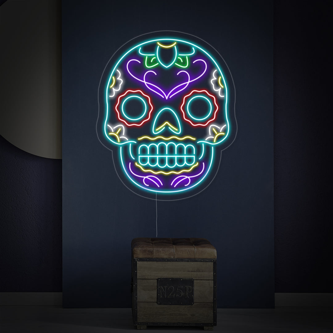 "Tattoo Skull" Neon Sign, Tattoo Neon Art, Tattoo Studio Neon Sign