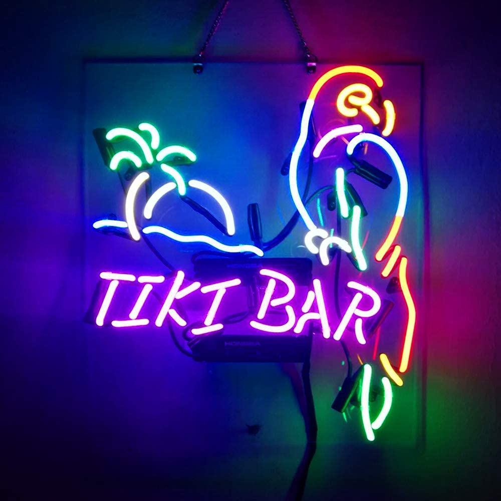 Tiki Bar Parrot Neon Sign, Tiki Bar Wall Sign, Tiki Bar Decor, Tiki Bar Neon Light