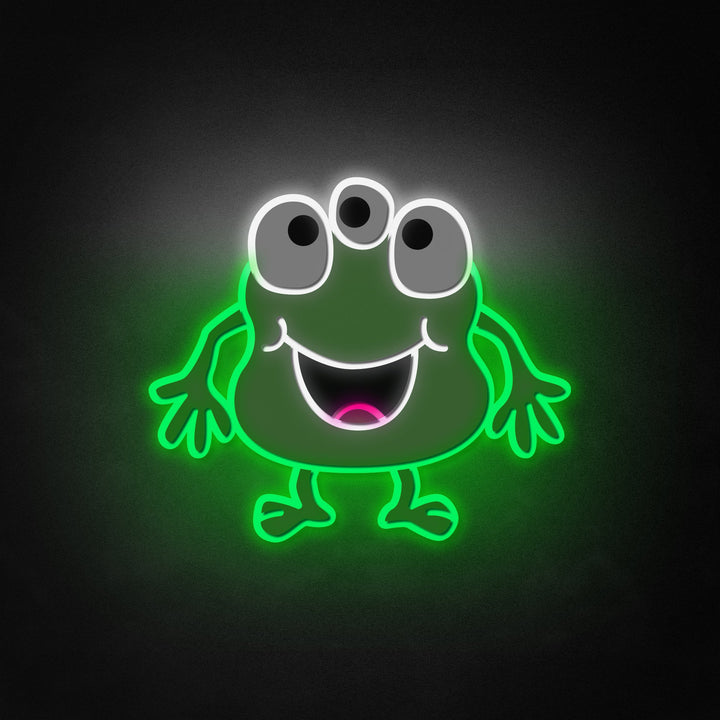 "Triple Eyed Monster" Neon Like Sign