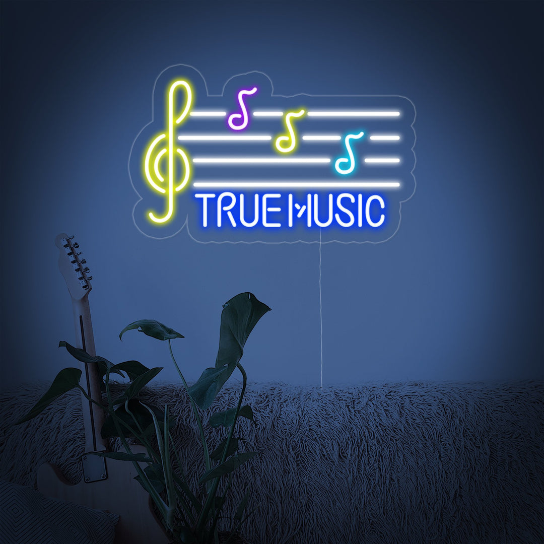 "True Music" Neon Sign, Music Note Neon Sign, Live Music Neon Sign