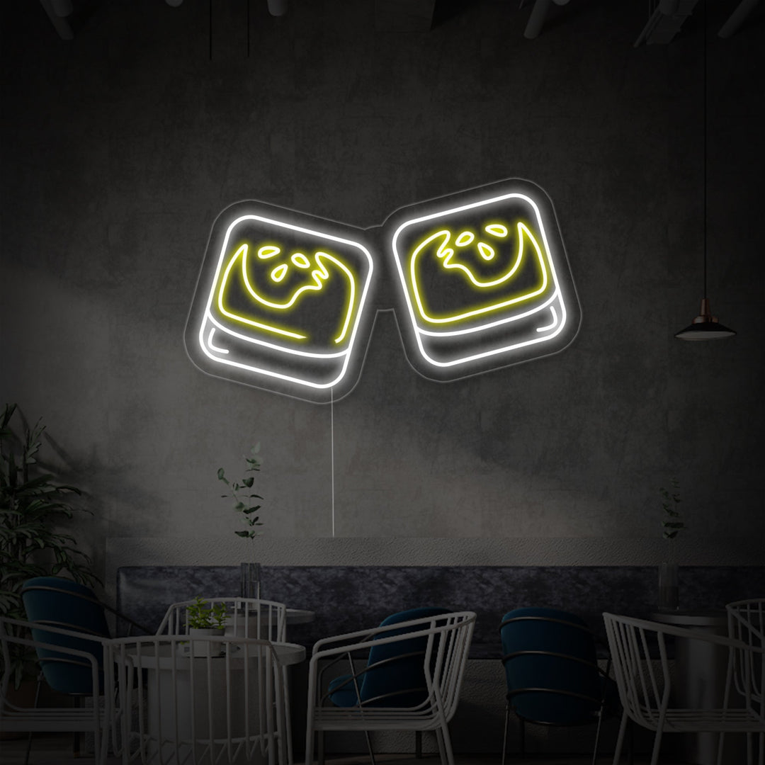 "Two Clinking Scotch" Neon Sign, Whiskey Neon Sign, Whiskey Bar Neon Sign
