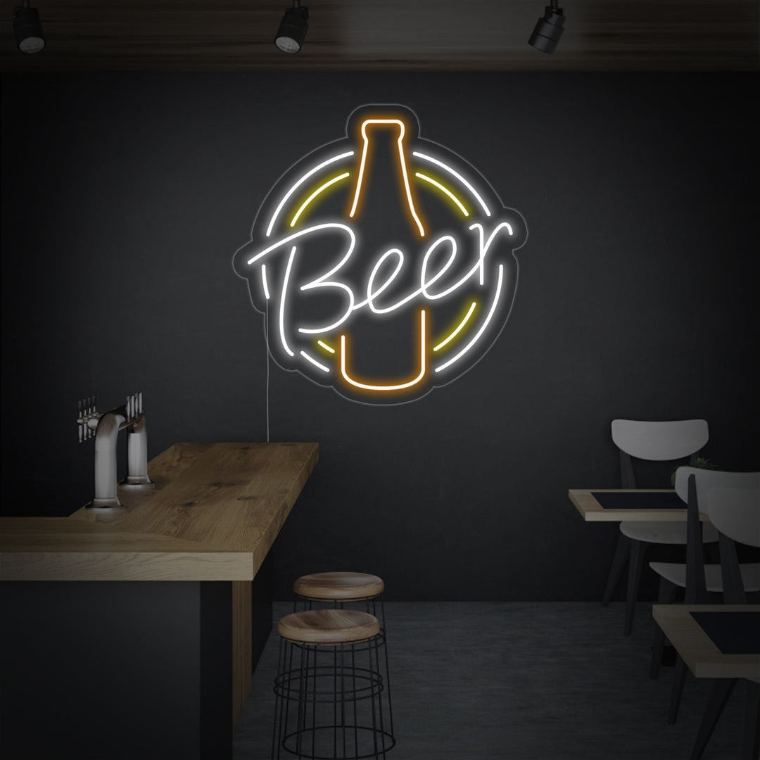 "Vintage Retro Beer" Neon Sign, Vintage Bar Neon Sign