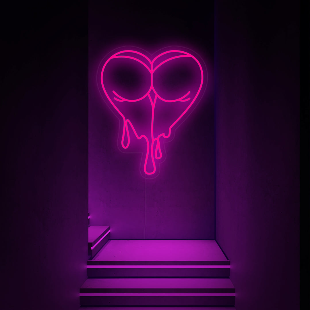 Wet Ass Melting Heart Neon Sign, Sexy Neon Sign