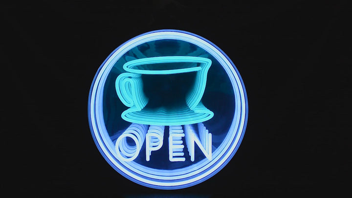 "Coffee Open" 3D Infinity LED Neon Sign