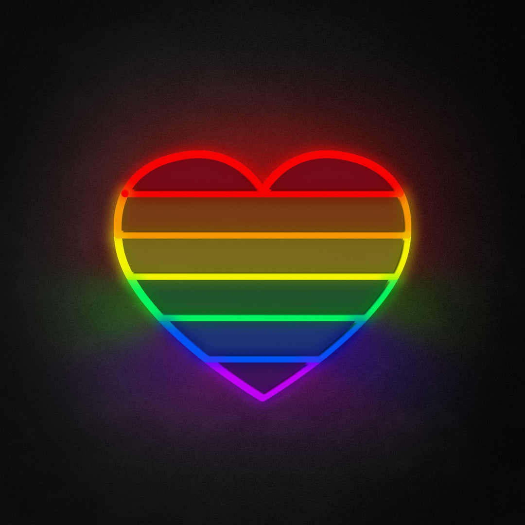 "Gay Pride, Heart Shape" Neon Like Sign