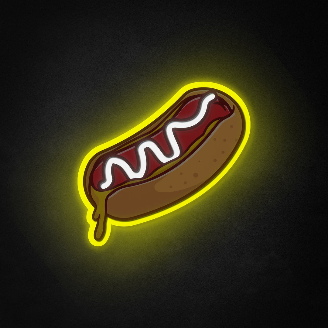 "Hotdog, Melted Food" Neon Like Sign