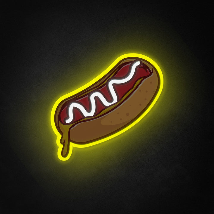 "Hotdog, Melted Food" Neon Like Sign