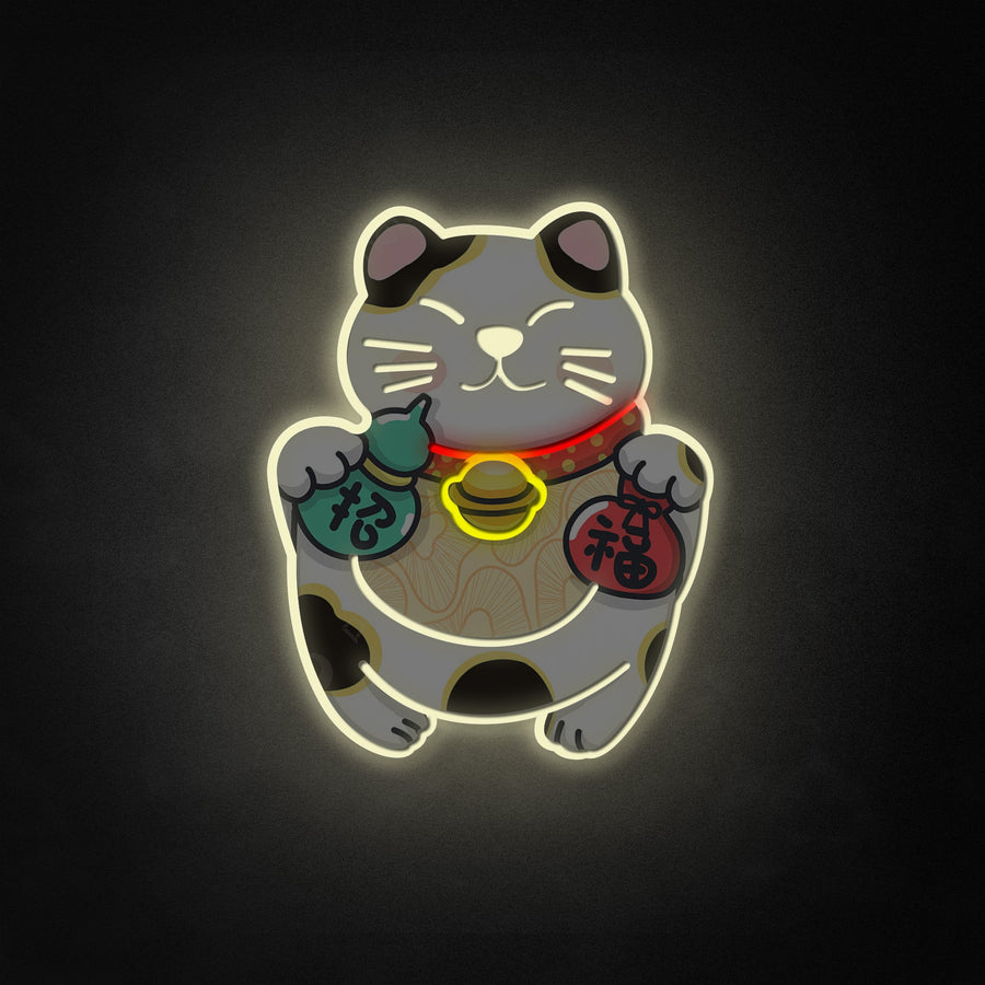 "Lucky Cat" Neon Like Sign