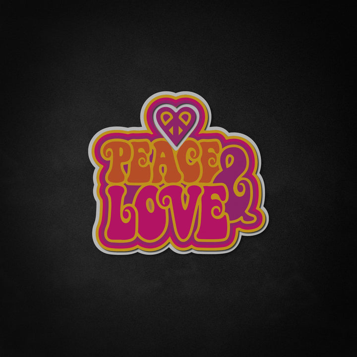"Peace & Love, A Heart Symbol" Neon Like Sign