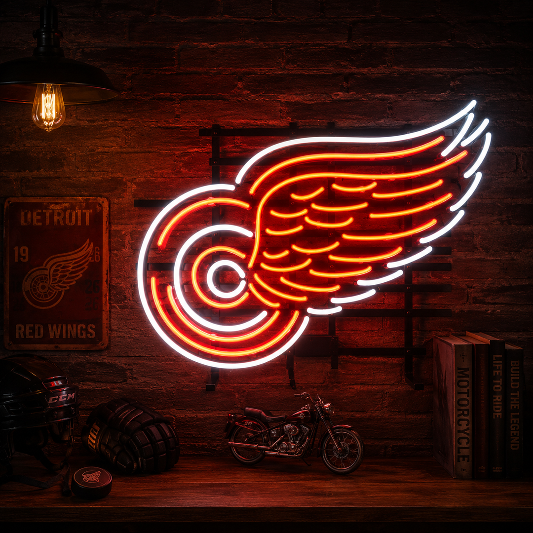 Red Glow in Hockeytown: 4 Detroit Red Wings Neon Signs for Fan Caves
