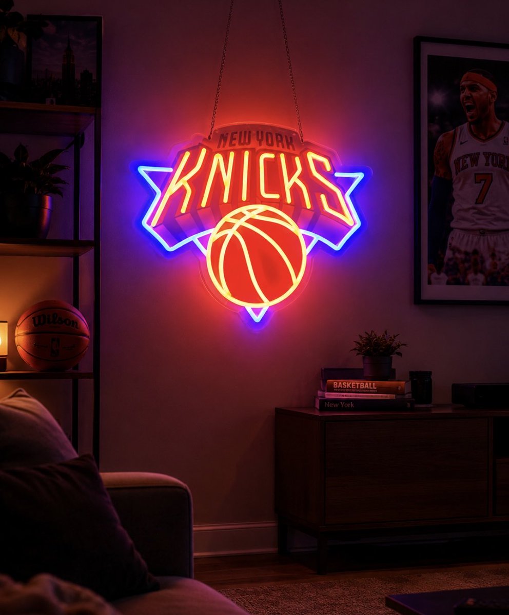 New York Knicks Neon Sign Glow: Madison Square Garden After Dark