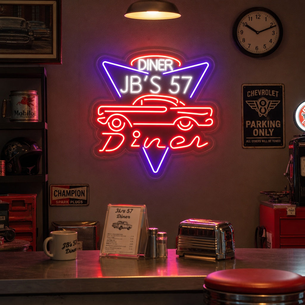 Custom Diner Neon Sign, Custom Garage Neon Sign neon sign product image