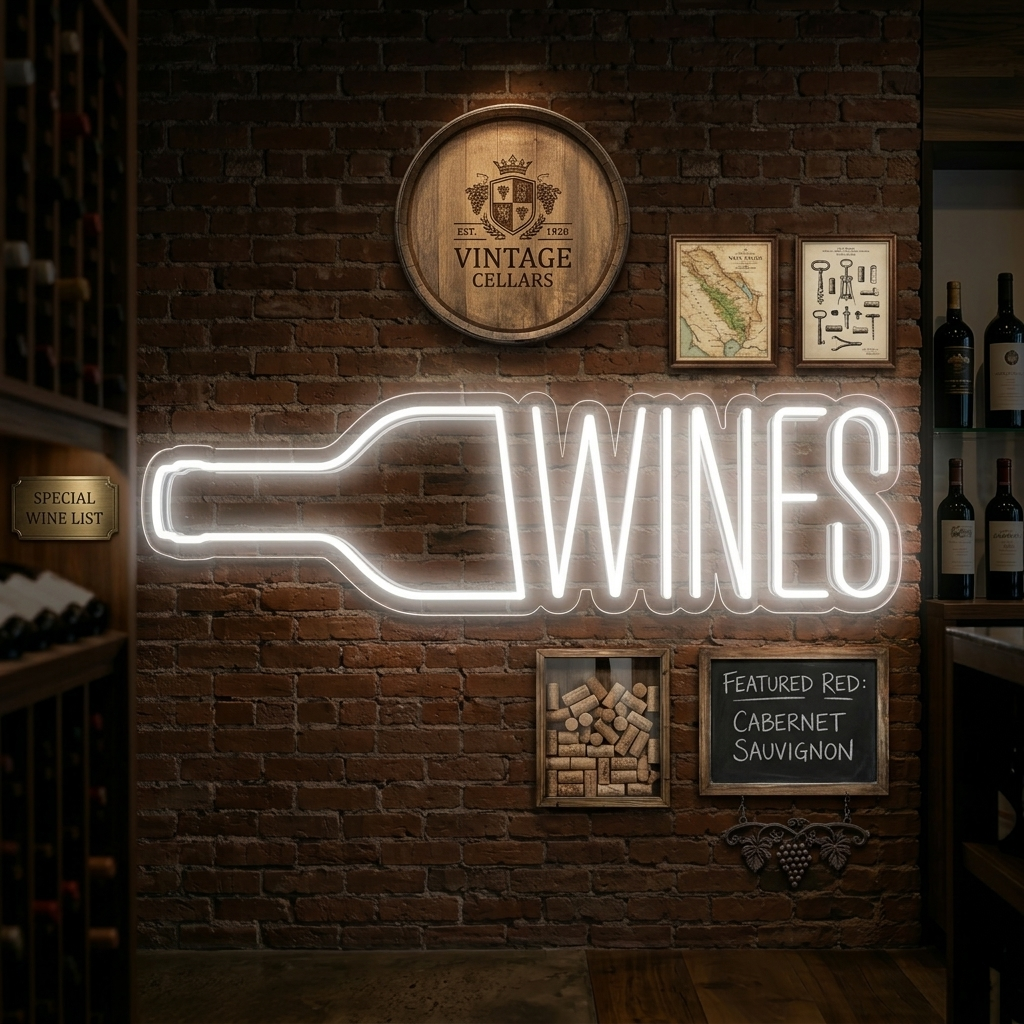 "Wine Bottle" Neon Sign, Wine Bar Neon Sign, Wine Neon Sign