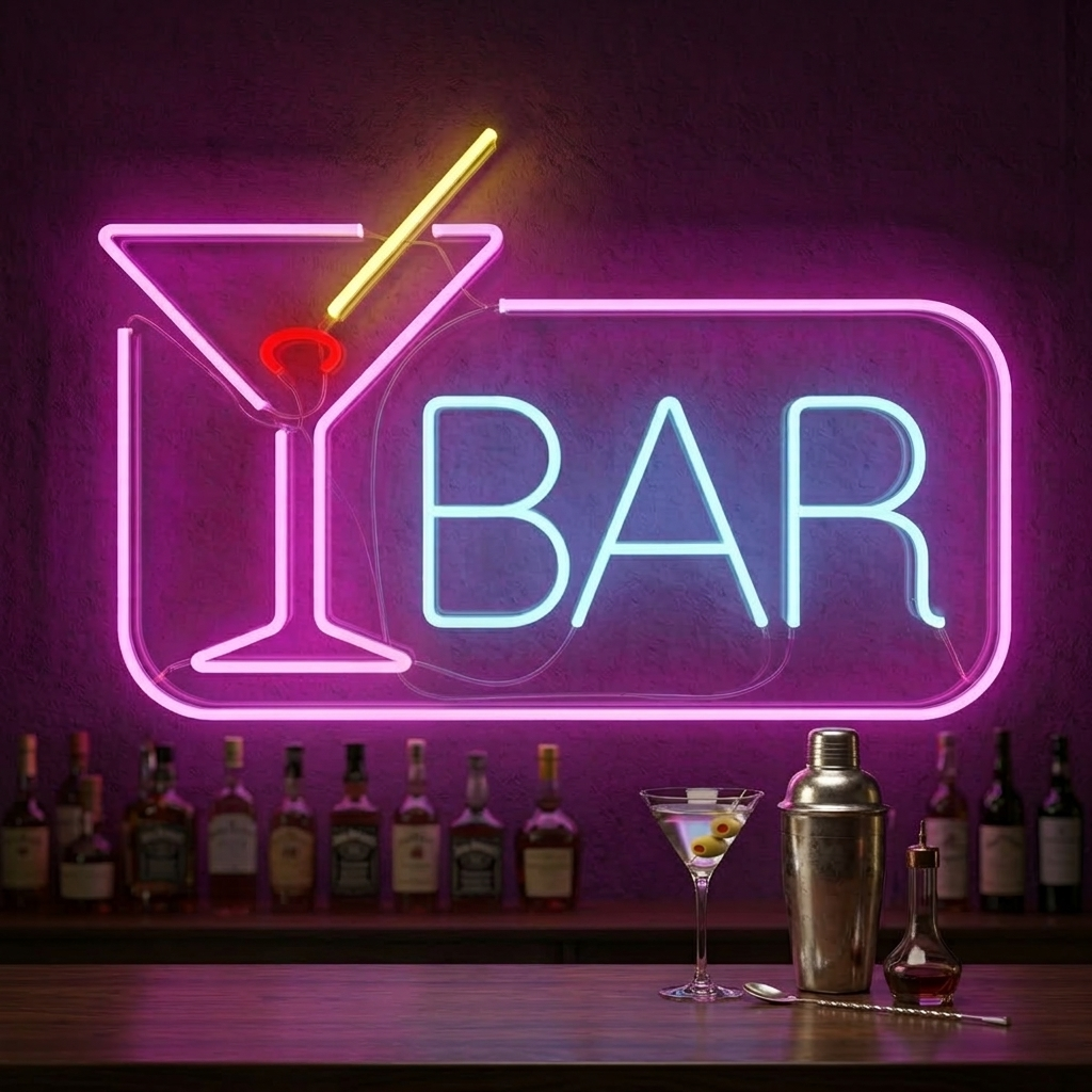 "Cocktail Bar" Neon Sign, Home Bar Neon Sign, Cocktail Bar Neon Light