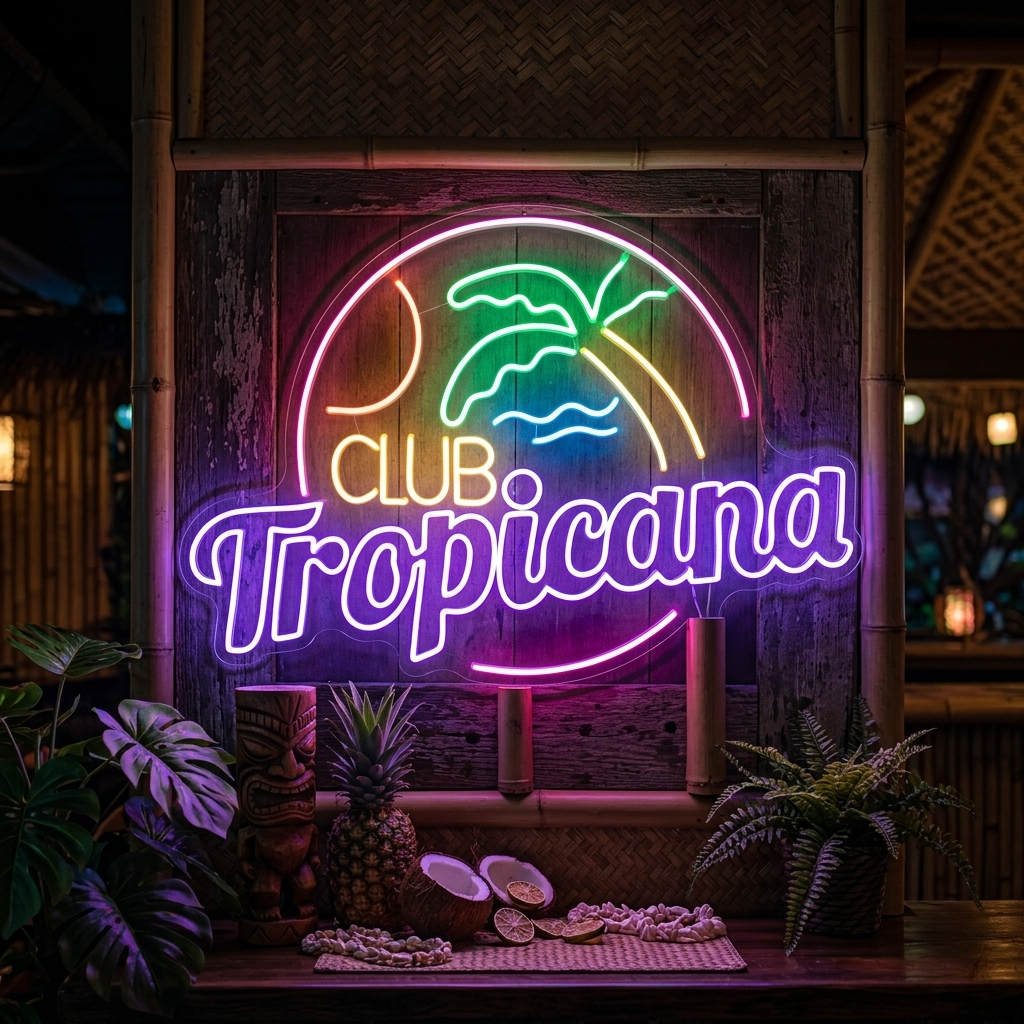 "Tropicana Club" Neon Sign, Tropical Neon Sign, Tropical Bar Neon Sign