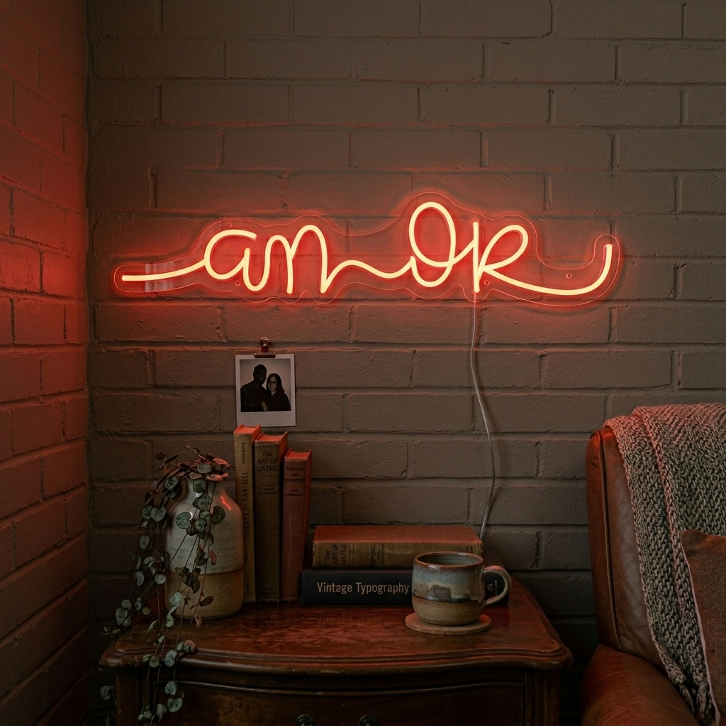 Handcrafted I am OK glowing neon wall sign mounted on clear backing