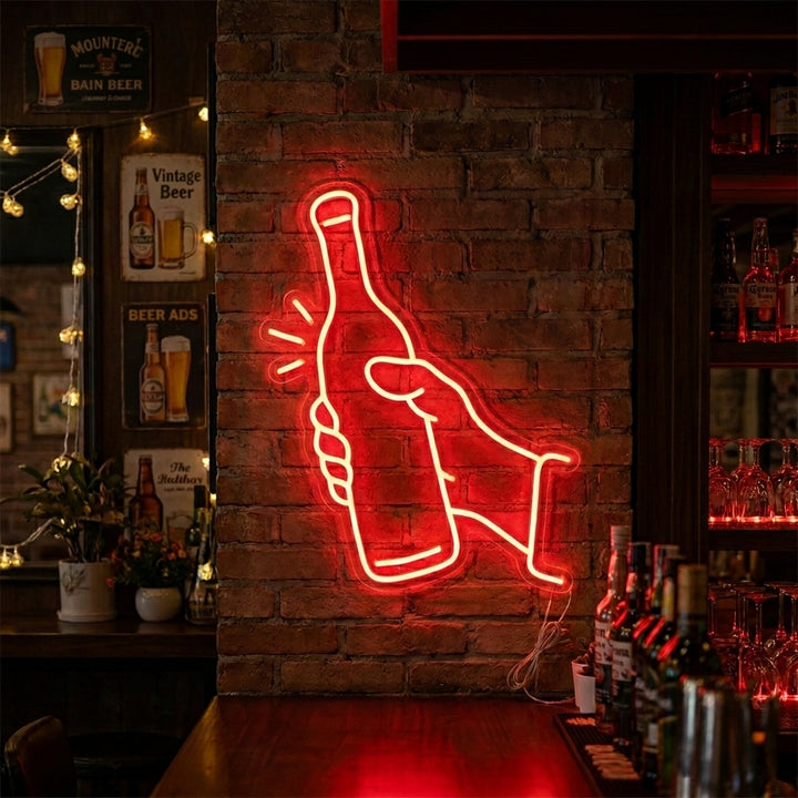 "Bottle of Wine" Neon Sign, Wine Bar Neon Sign, LED Wine Neon Light