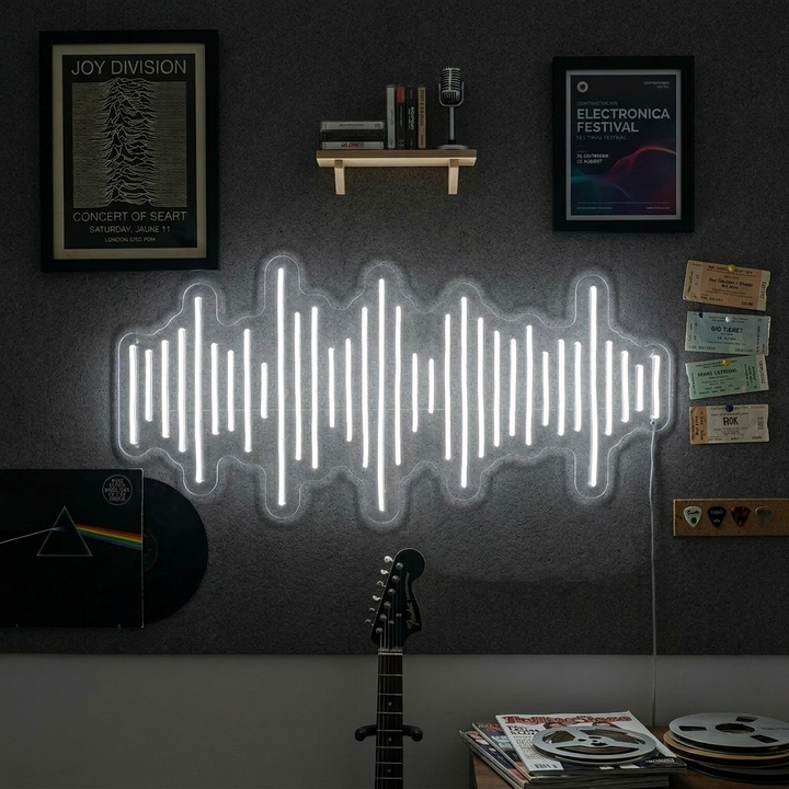 "Music Waves" Neon Sign, Music Neon Sign, Music Studio Neon Sign