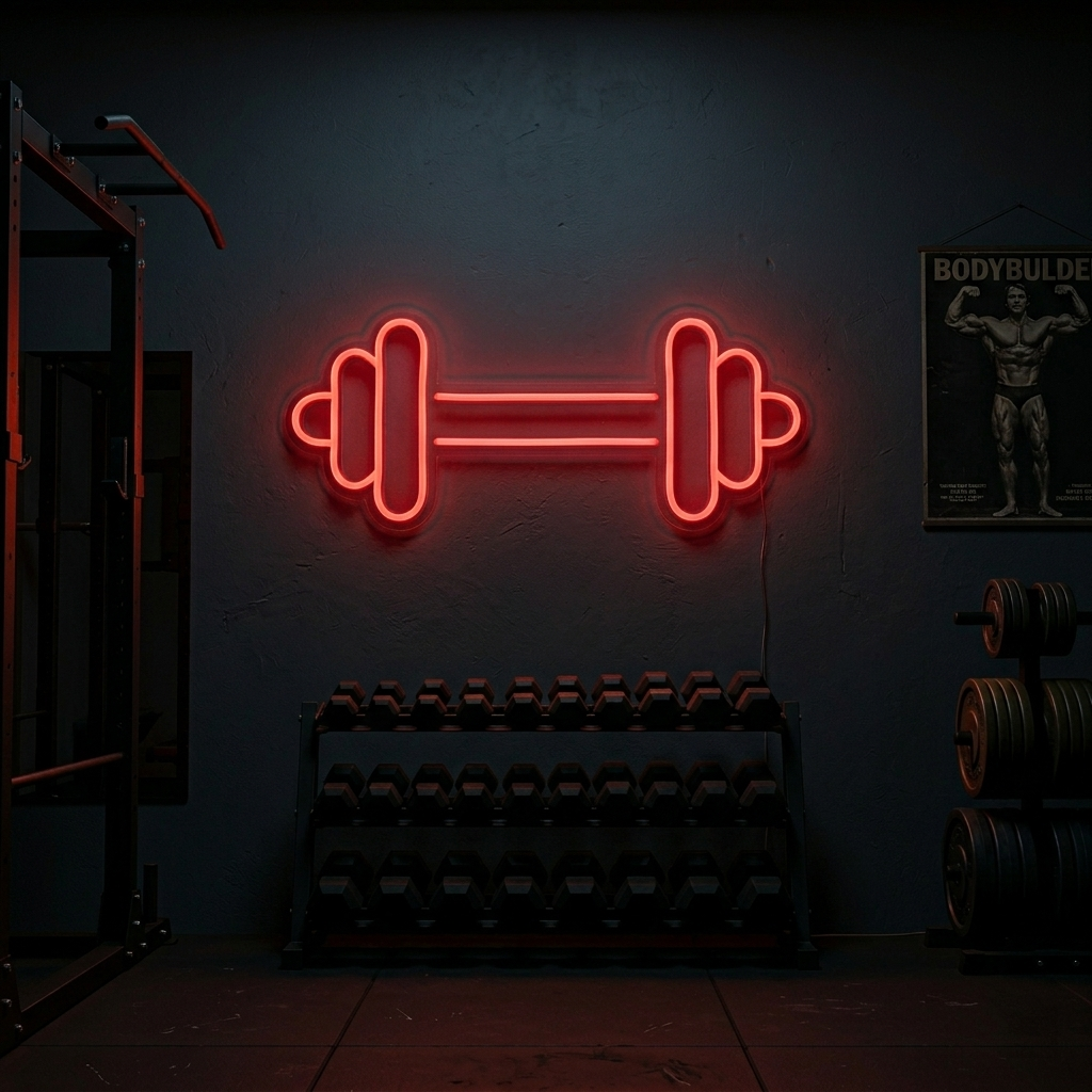 Dumbbell Barbell Gym Neon Sign, Gym Wall Decor, Home Gym Neon Sign neon sign product image