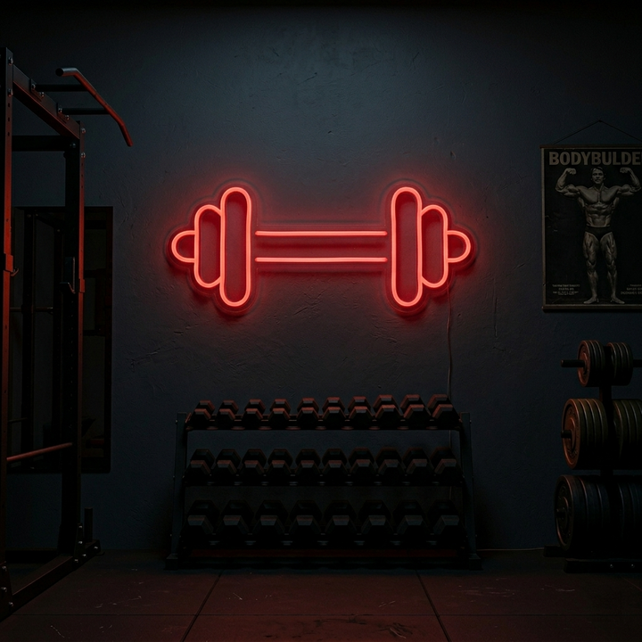 Dumbbell Barbell Gym Neon Sign, Gym Wall Decor, Home Gym Neon Sign neon sign product image
