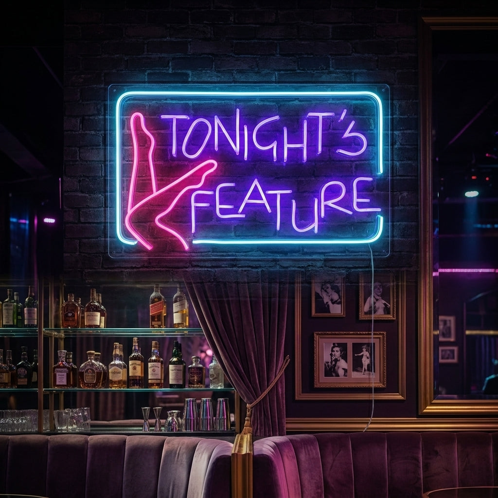 "Tonights Feature" Neon Sign, Night Club Neon Sign, Strip Club Neon Sign