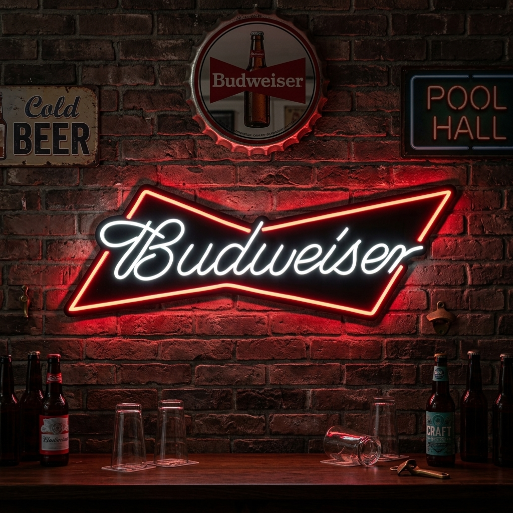 "Bud Bowtie" Neon Sign, Bud Bar Neon Sign, Bud Logo Neon Sign