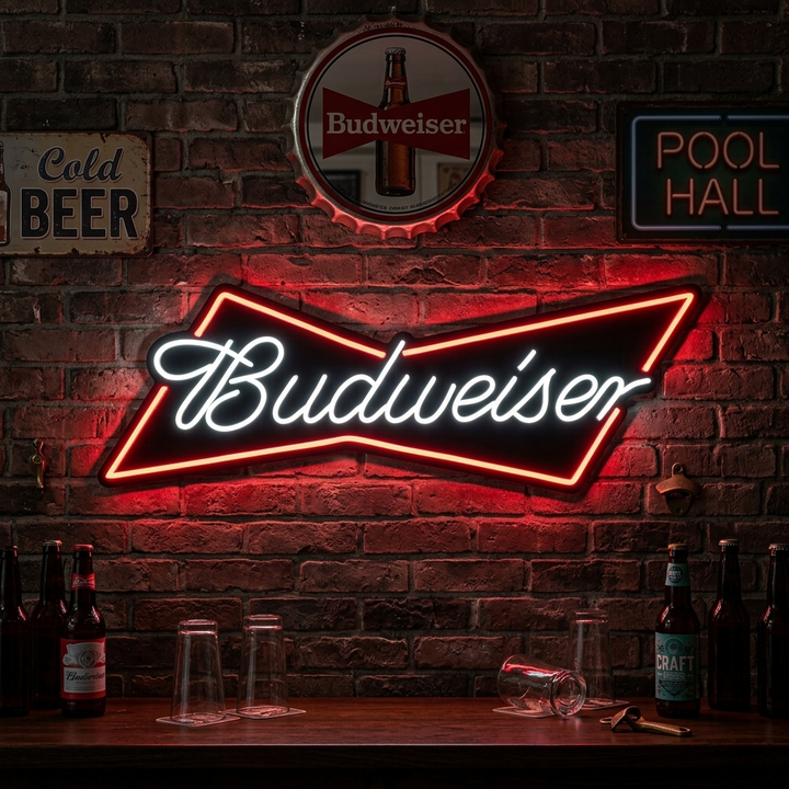 "Bud Bowtie" Neon Sign, Bud Bar Neon Sign, Bud Logo Neon Sign