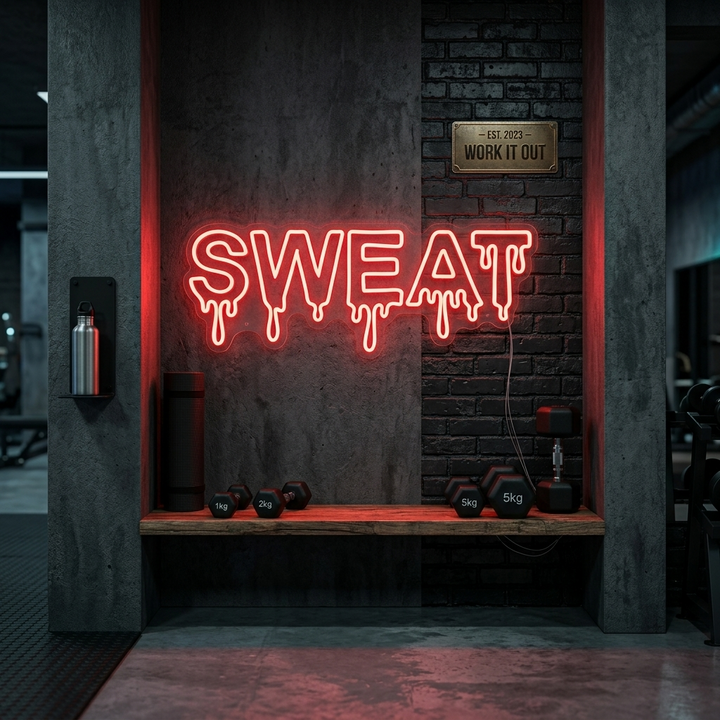 Sweat Neon Sign, Home Gym Neon Sign, Fitness Wall Light, Fitness Neon Sign neon sign product image